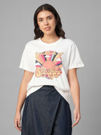 Women's White 100% Organic Cotton Regular Fit Tshirt