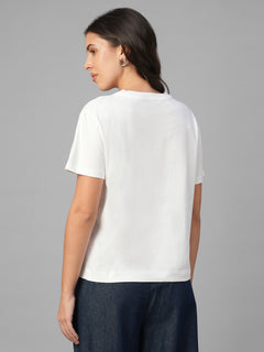 Women's White 100% Organic Cotton Regular Fit Tshirt
