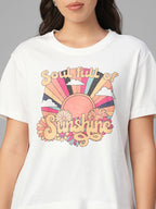 Women's White 100% Organic Cotton Regular Fit Tshirt