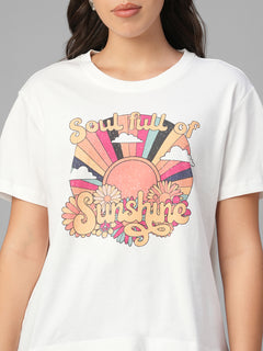 Women's White 100% Organic Cotton Regular Fit Tshirt