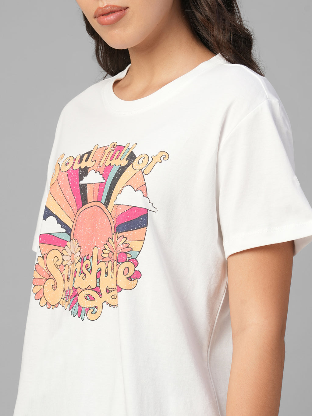 Women's White 100% Organic Cotton Regular Fit Tshirt