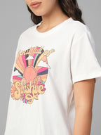 Women's White 100% Organic Cotton Regular Fit Tshirt