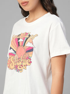 Women's White 100% Organic Cotton Regular Fit Tshirt