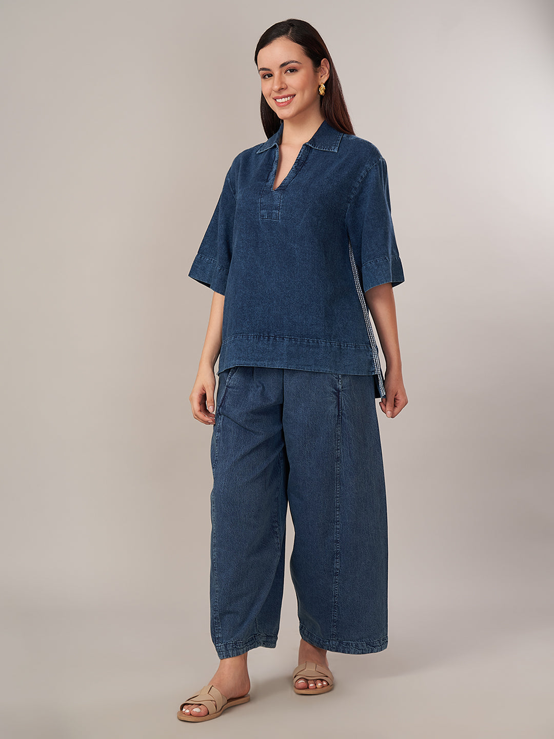 Women's 100% Relax Fit Blouse Denim