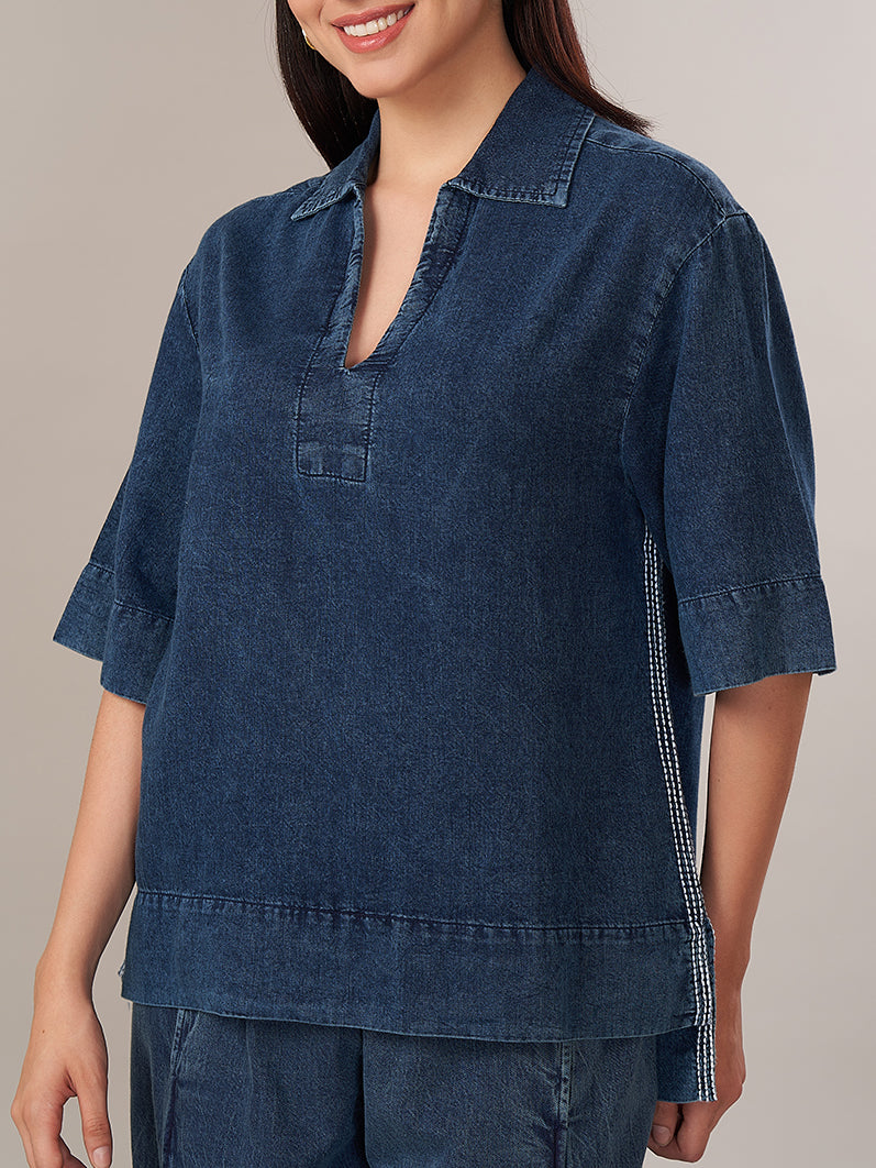Women's 100% Relax Fit Blouse Denim