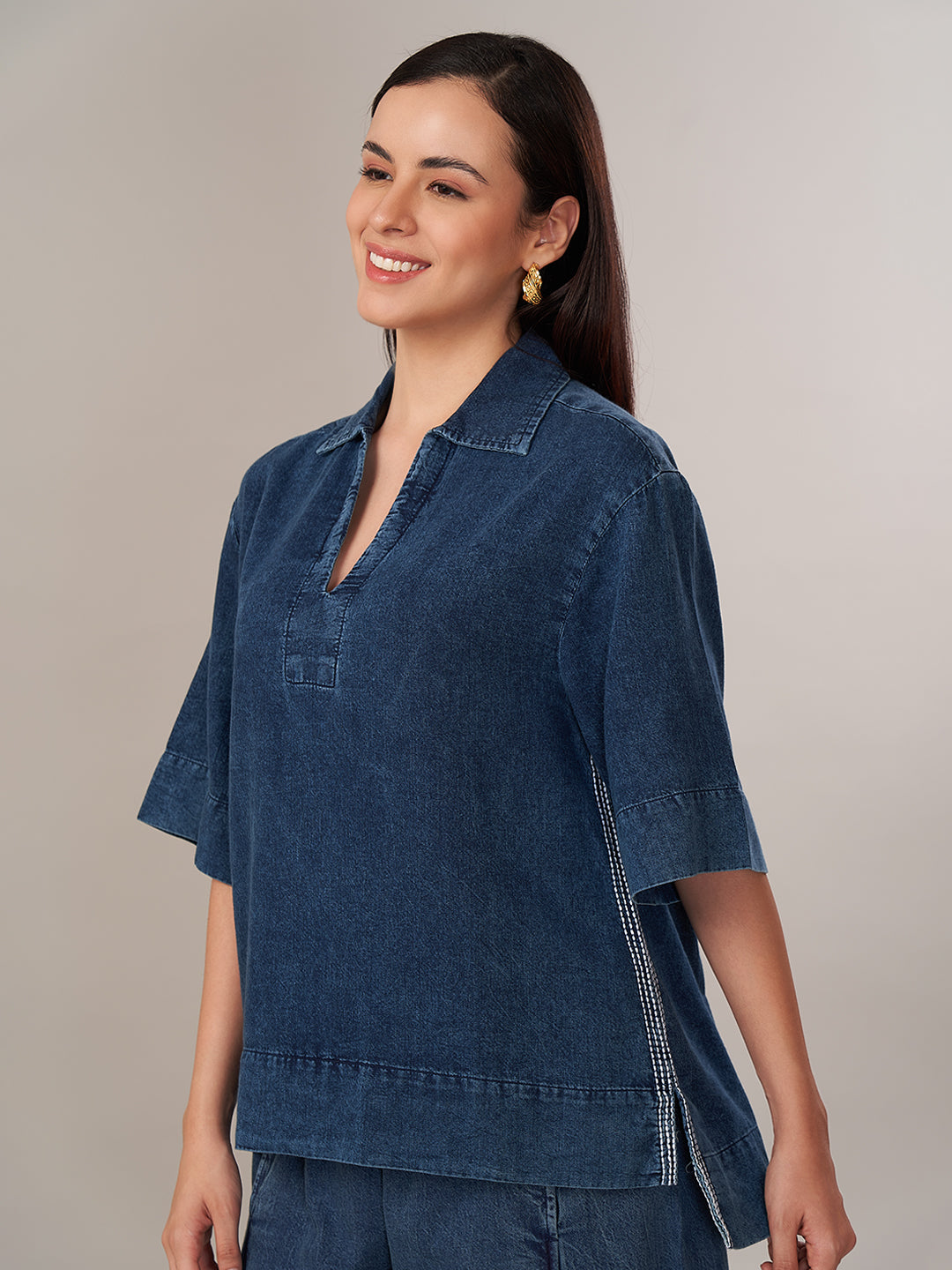 Women's 100% Relax Fit Blouse Denim