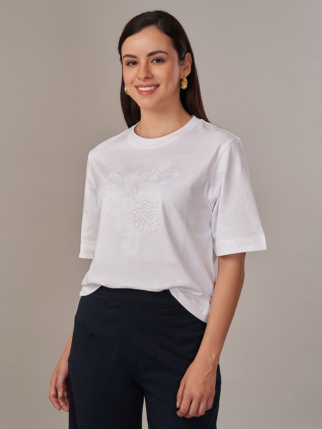 Women's 100% Cotton Loose Fit Tshirt White