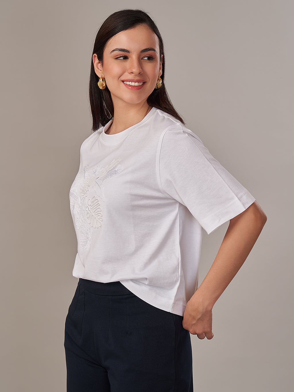 Women's 100% Cotton Loose Fit Tshirt White