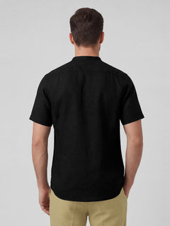 Men's Linen Cotton Regular Fit Shirt Black