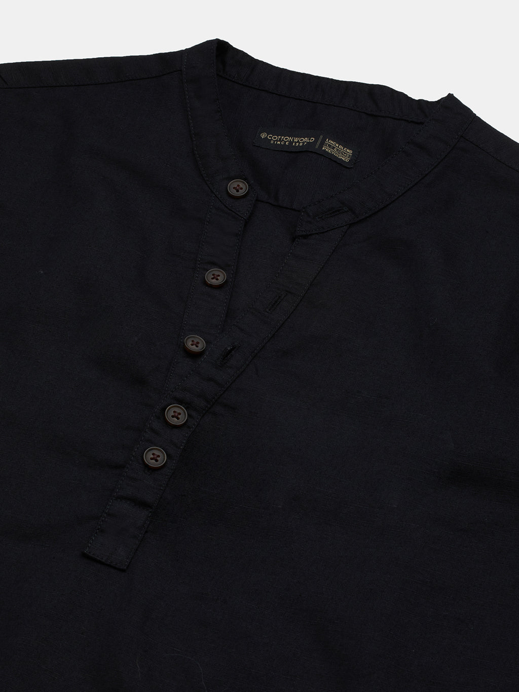 Men's Black Linen Cotton Regular Fit Shirt