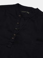 Men's Black Linen Cotton Regular Fit Shirt