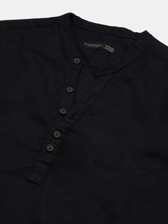 Men's Linen Cotton Regular Fit Shirt Black