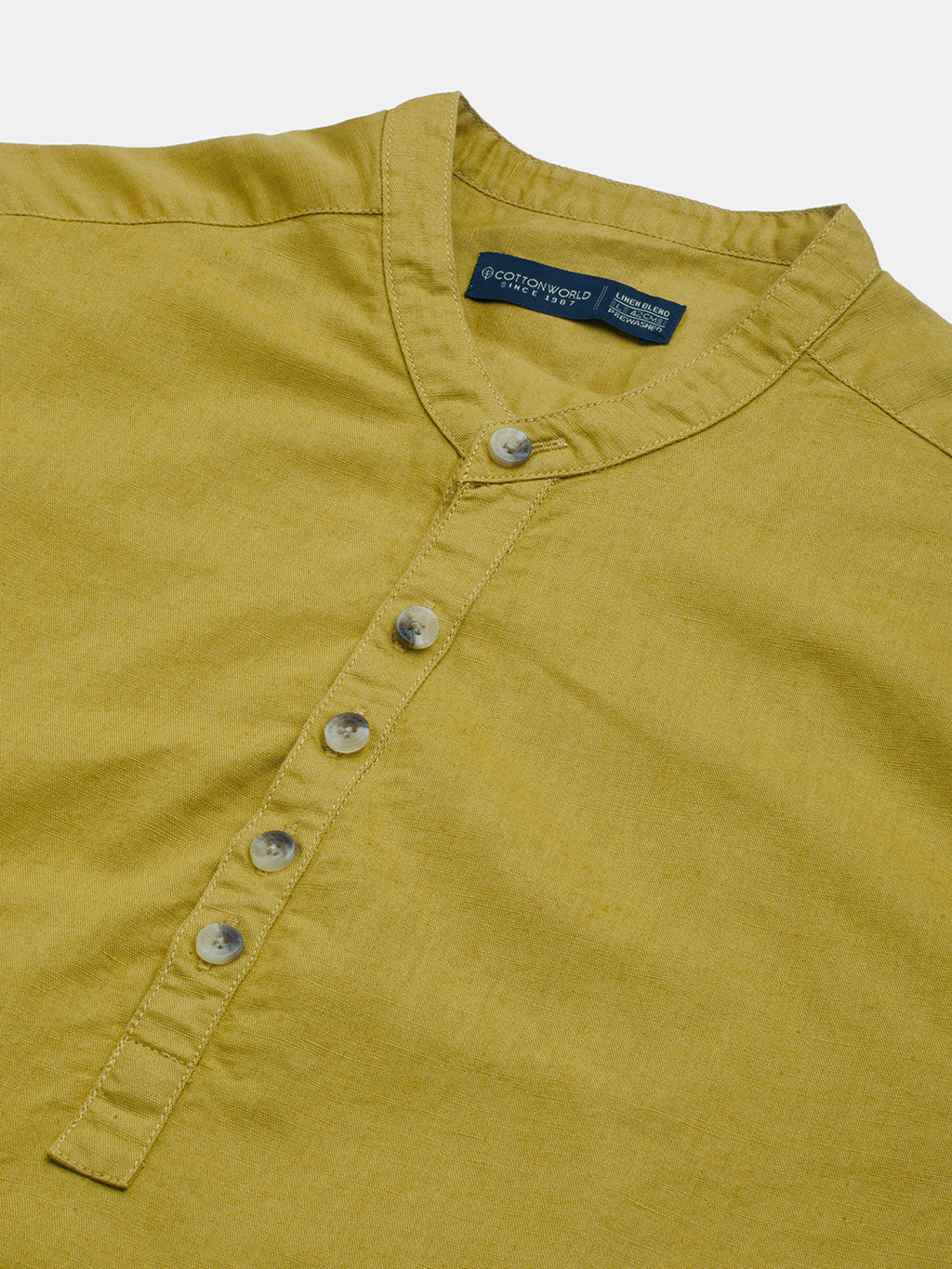 Men's Mustard Linen Cotton Regular Fit Shirt