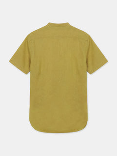 Men's Linen Cotton Regular Fit Shirt Mustard