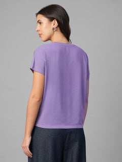 Women's Violet Cotton Bamboo Elastane Relax Fit Tshirt