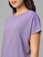 Women's Violet Cotton Bamboo Elastane Relax Fit Tshirt