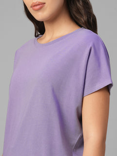 Women's Violet Cotton Bamboo Elastane Relax Fit Tshirt