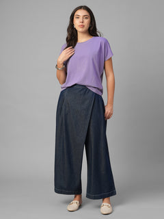 Women's Violet Cotton Bamboo Elastane Relax Fit Tshirt