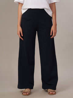Women's Cotton Elastane Regular Fit Knit Pant Navy