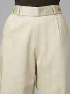Women's Beige Cotton Lycra Regular Fit Culotte