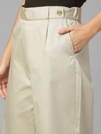 Women's Beige Cotton Lycra Regular Fit Culotte