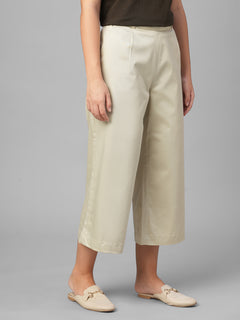 Women's Beige Cotton Lycra Regular Fit Culotte