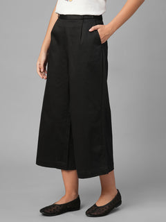 Women's Black Cotton Lycra Regular Fit Culotte