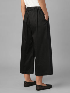 Women's Black Cotton Lycra Regular Fit Culotte