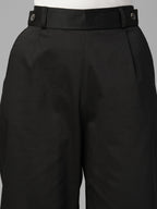 Women's Black Cotton Lycra Regular Fit Culotte