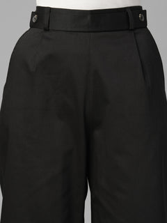 Women's Black Cotton Lycra Regular Fit Culotte