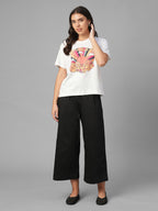 Women's Black Cotton Lycra Regular Fit Culotte