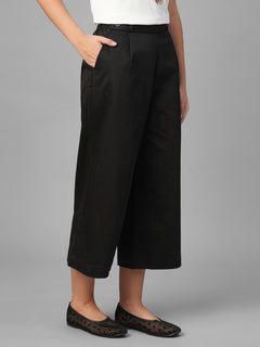 Women's Black Cotton Lycra Regular Fit Culotte