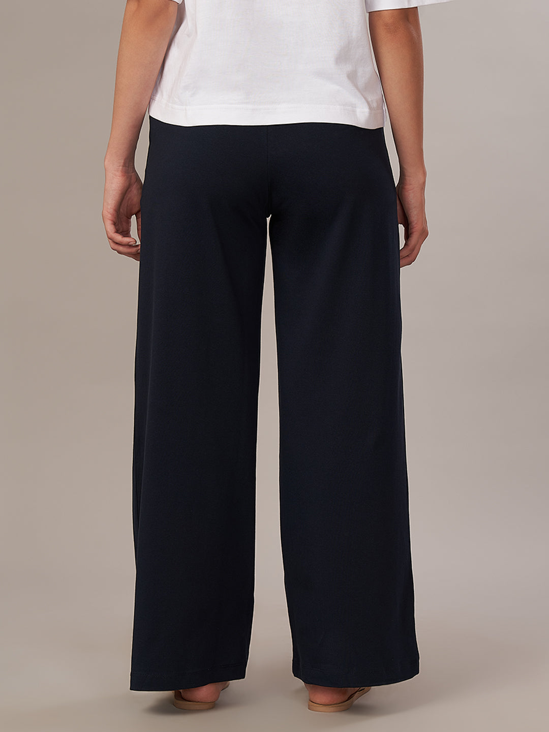 Women's Cotton Elastane Regular Fit Knit Pant Navy