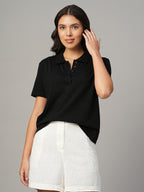 Women's Black 100% Organic Cotton Regular Fit Tshirt