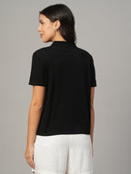 Women's Black 100% Organic Cotton Regular Fit Tshirt