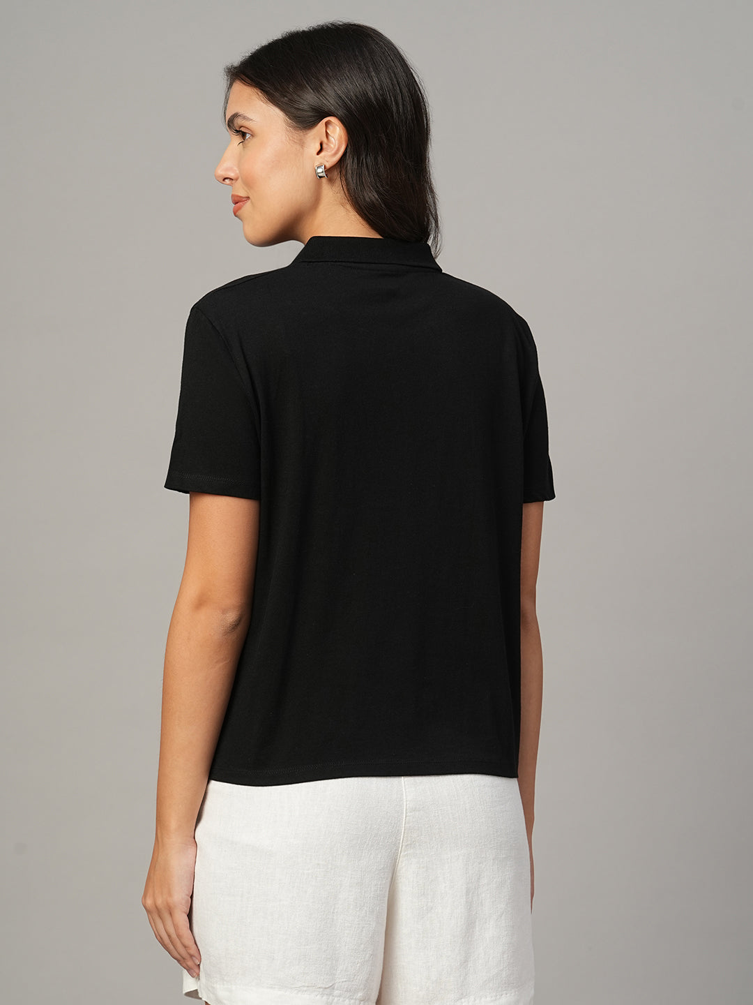 Women's Black 100% Organic Cotton Regular Fit Tshirt