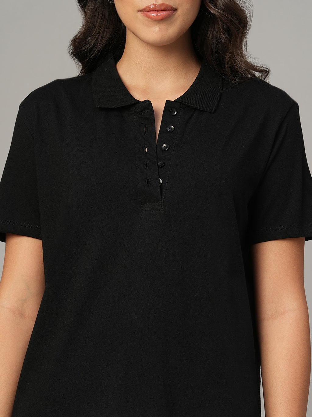 Women's Black 100% Organic Cotton Regular Fit Tshirt