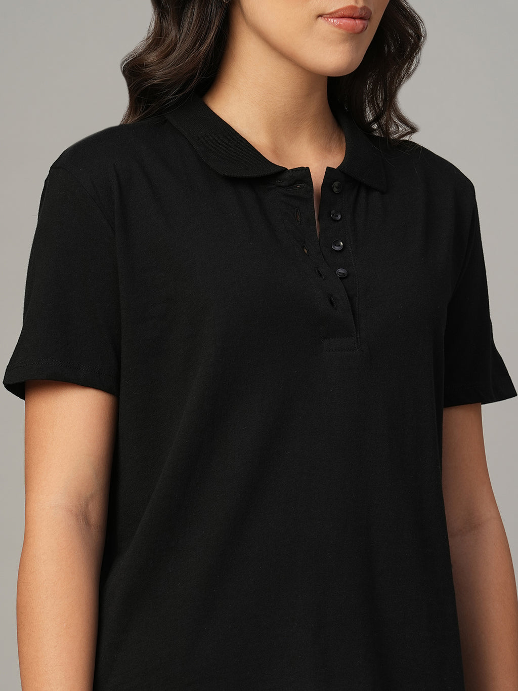 Women's Black 100% Organic Cotton Regular Fit Tshirt