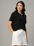 Women's Black 100% Organic Cotton Regular Fit Tshirt