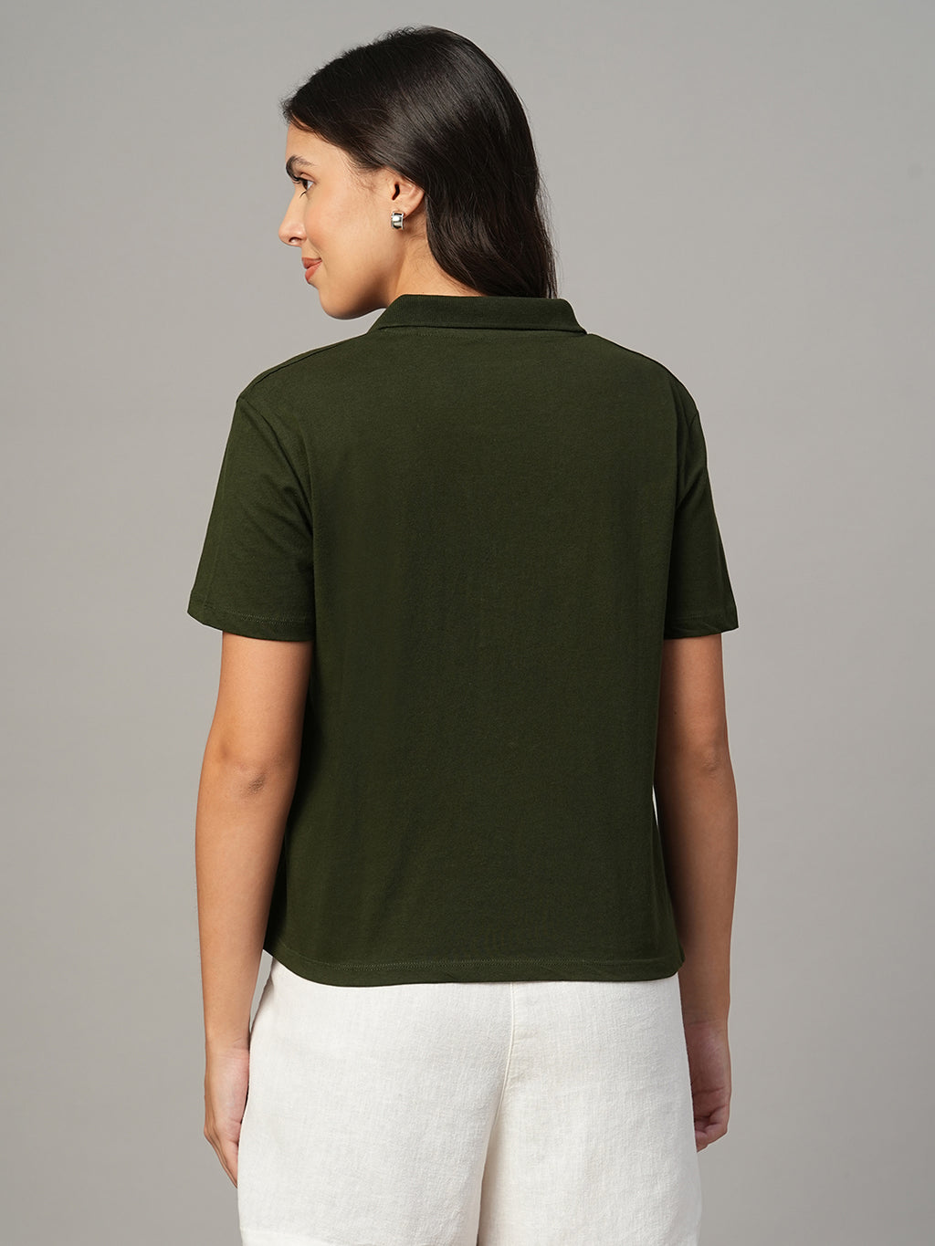 Women's Olive 100% Organic Cotton Regular Fit Tshirt