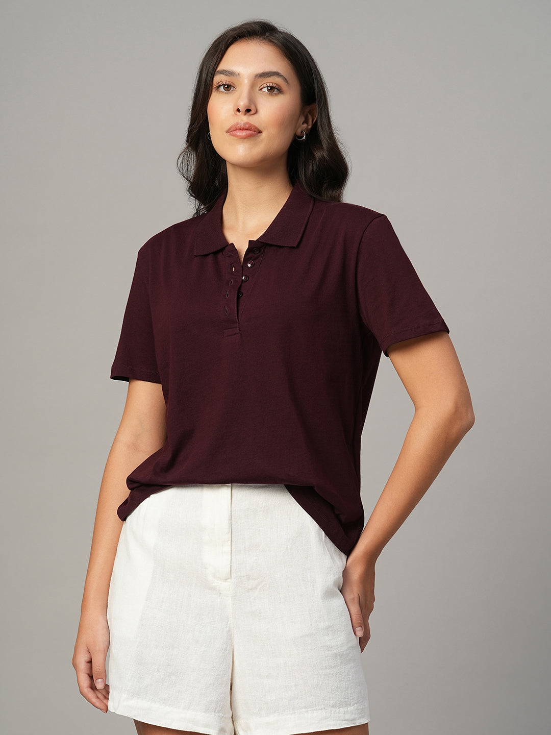 Women's Wine 100% Organic Cotton Regular Fit Tshirt