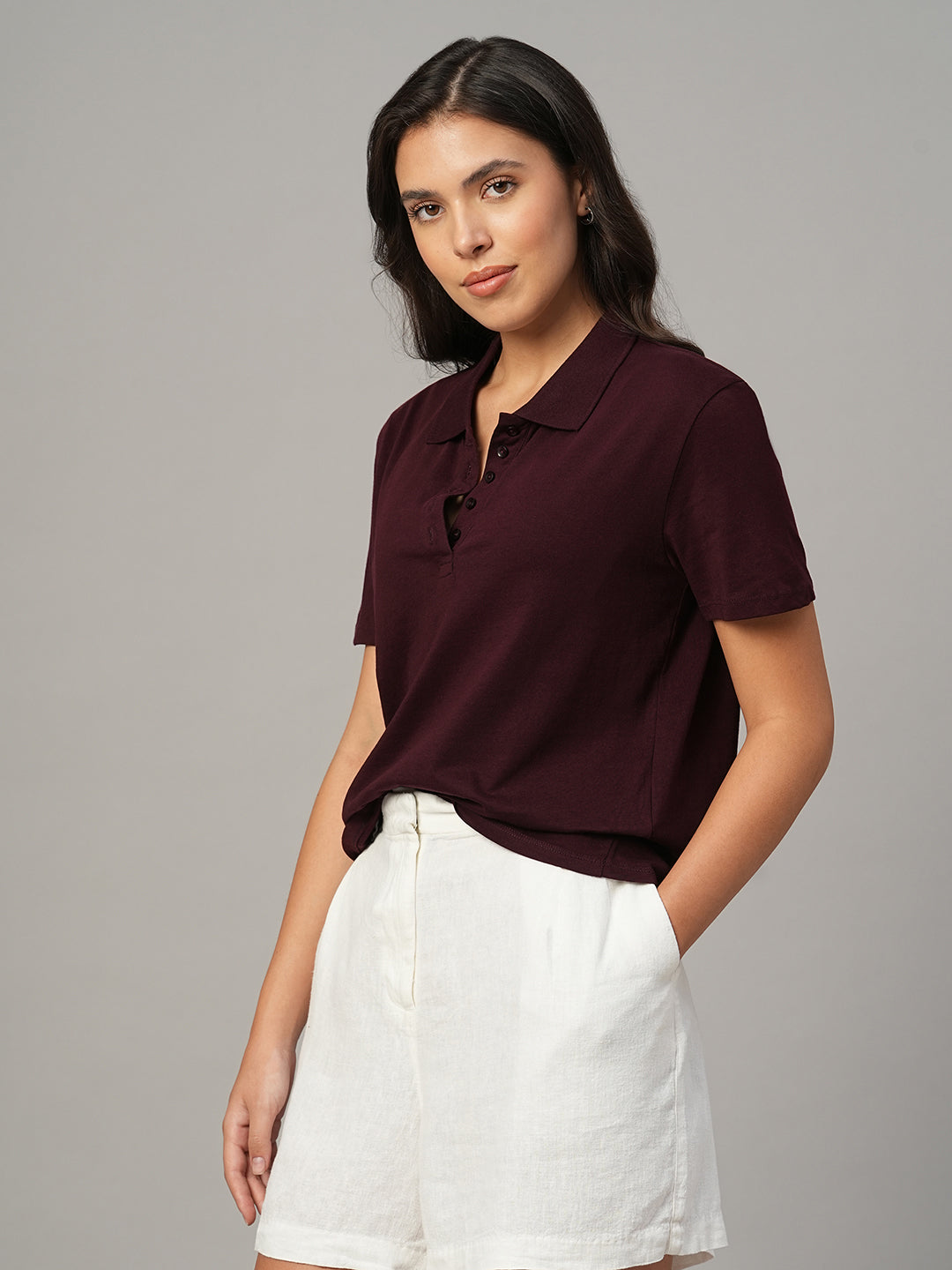 Women's Wine 100% Organic Cotton Regular Fit Tshirt