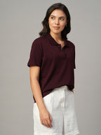 Women's Wine 100% Organic Cotton Regular Fit Tshirt
