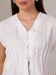 Women's 100% Linen Regular Fit Blouse White B