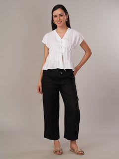 Women's 100% Linen Regular Fit Blouse White B