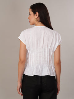 Women's 100% Linen Regular Fit Blouse White B