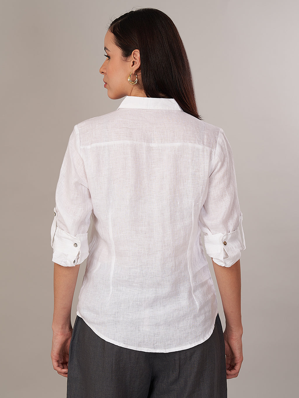 Women's 100% Linen Regular Fit Blouse White B