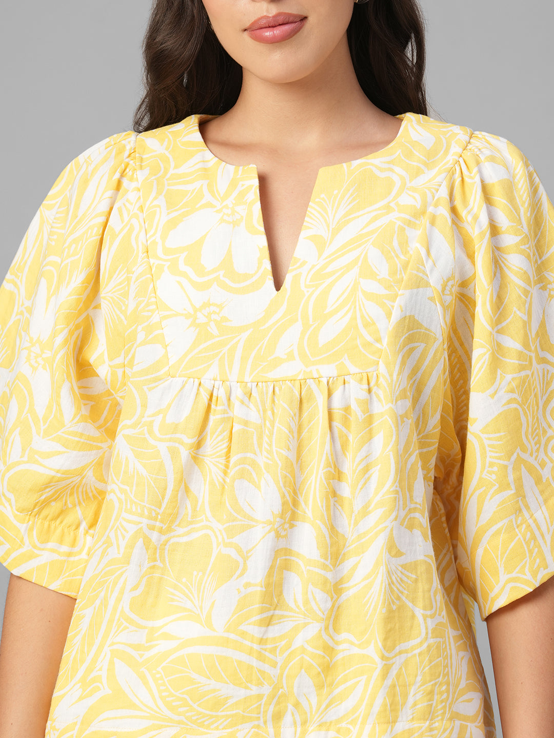 Women's Yellow 100% Cotton Regular Fit Blouse