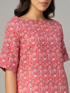 Women's Pink Linen Cotton Regular Fit Blouse