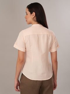Women's Linen Cotton Regular Fit Blouse Peach